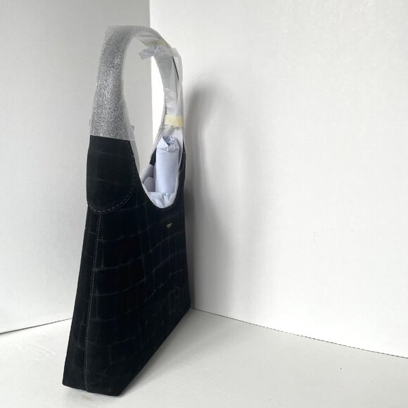 Coach Brooklyn 28 Black Croc Embossed Suede Leather Hobo CCJ00 - Picture 12 of 16